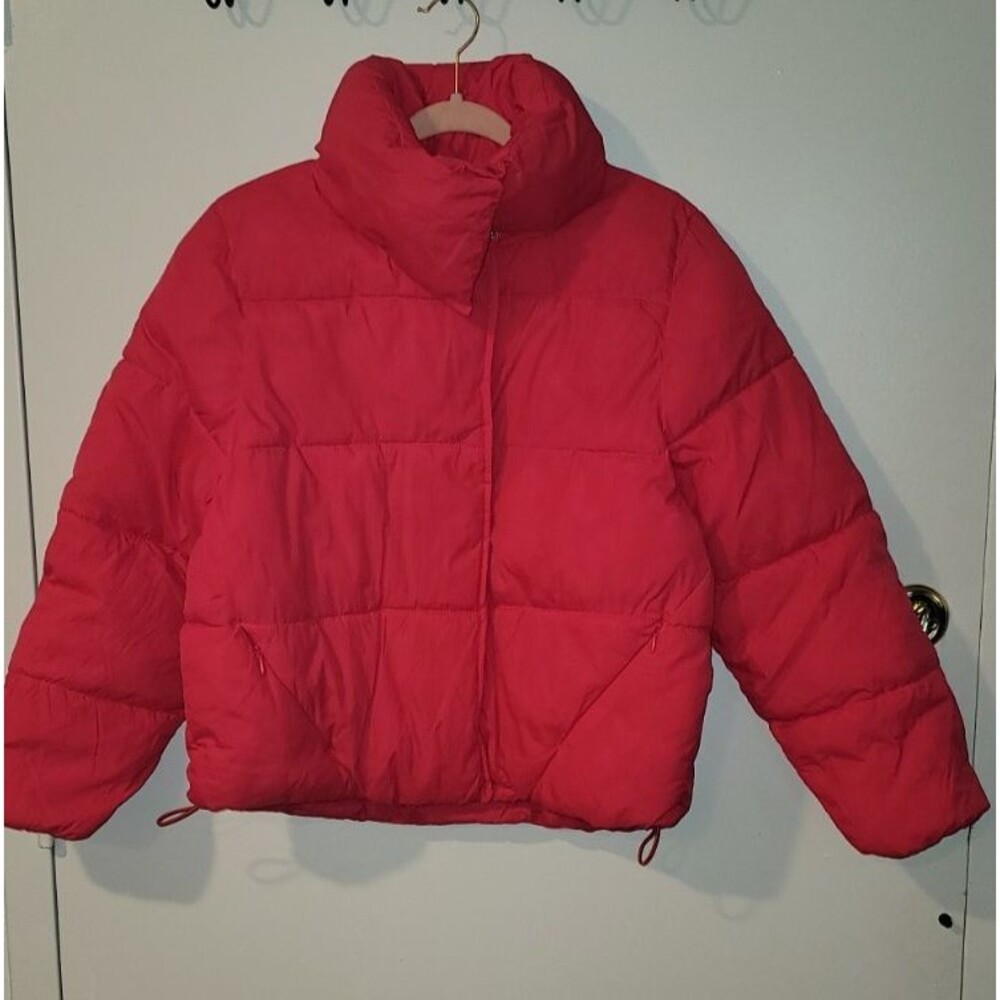 A New Day Womens Sz M Water Resistant Puffer Jacket Hot Pink Warm Winter Coat